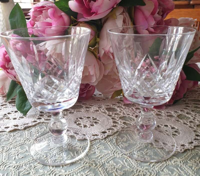 Two Stuart Crystal Stem Glasses