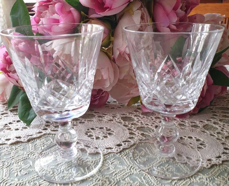 Two Stuart Crystal Stem Glasses