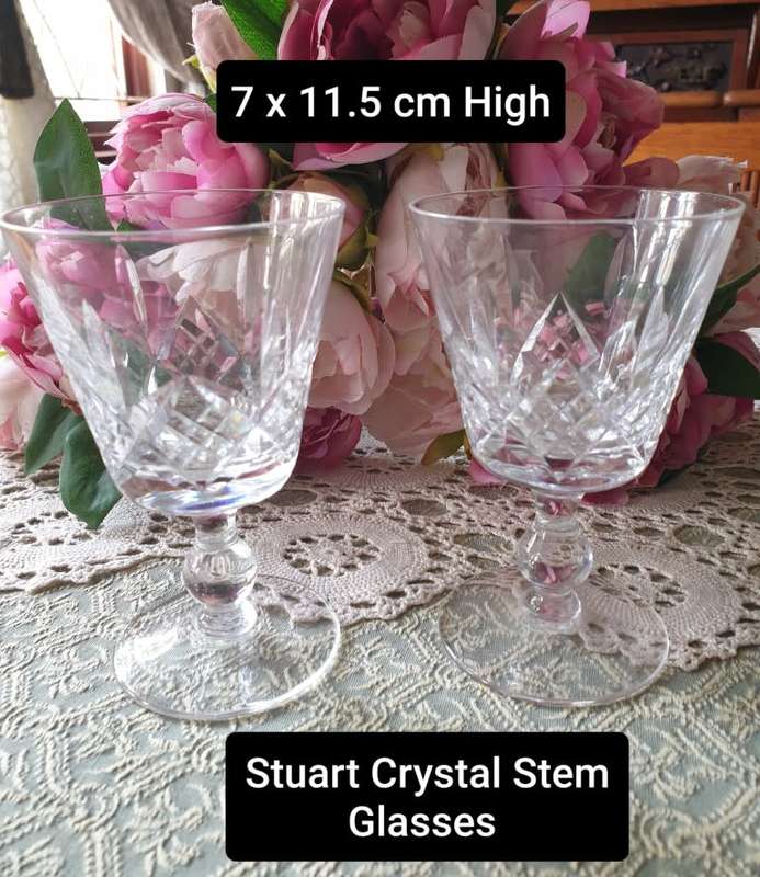 Two Stuart Crystal Stem Glasses