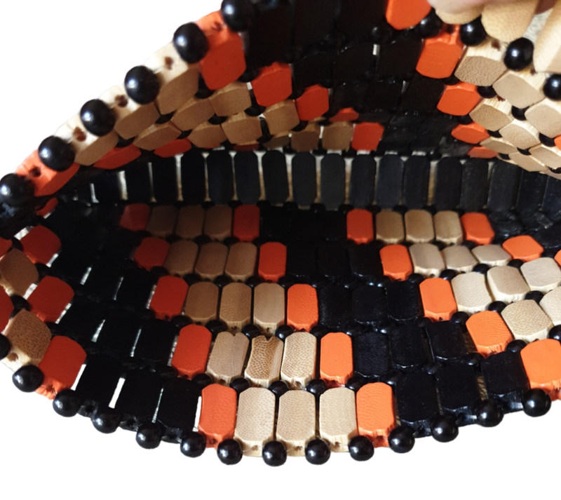 Wooden Beaded Handbag / Clutch 1970`s Beautiful Condition | 21 x 13 x 4 cm |