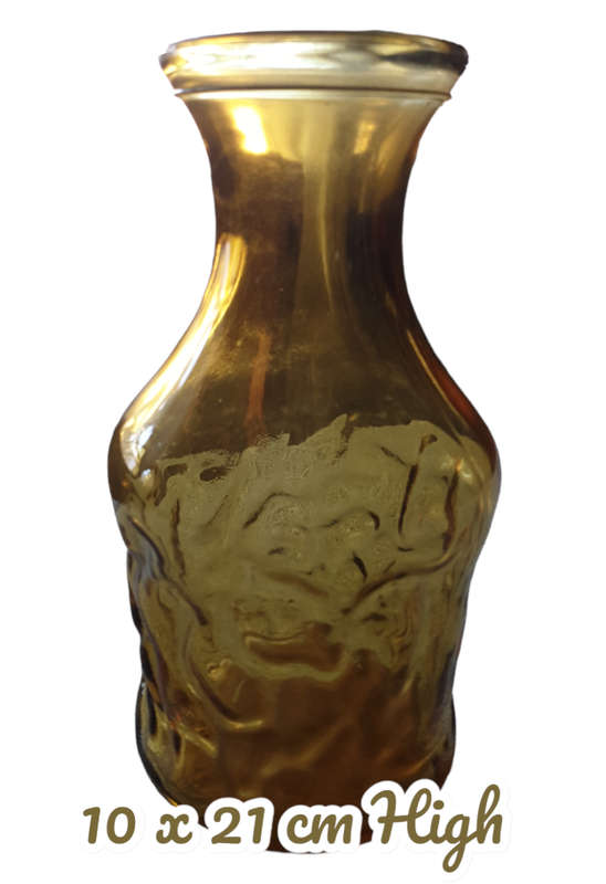 Vintage Mid-century Italian Empoli Murano Amber Textured Glass Jug/Vase