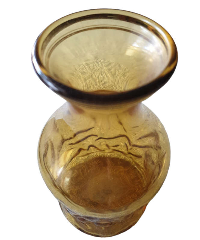 Vintage Mid-century Italian Empoli Murano Amber Textured Glass Jug/Vase