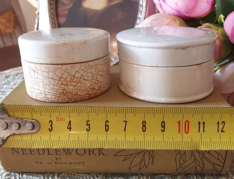 Antique porcelain toothpaste holders |