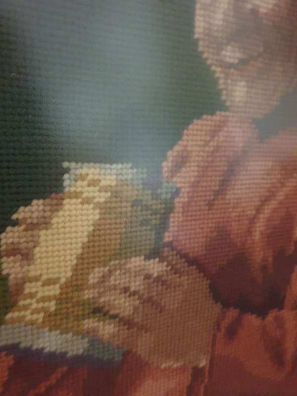 Happy Beer Drinking Monk Red Robe Stein ANTIQUE VINTAGE Handmade Needlepoint Art