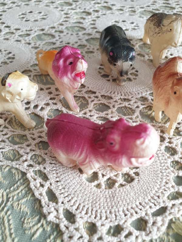 Vintage Celluloid Farm Animals 1950`s Lucky Packet Charms | Rare Find