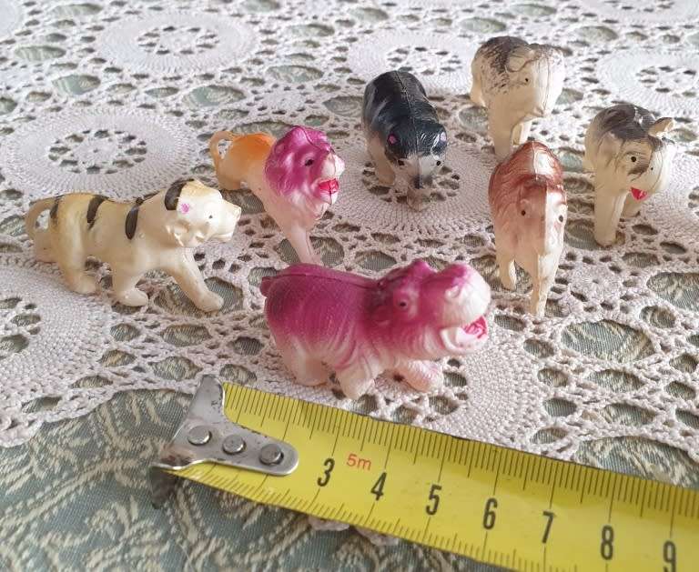 Vintage Celluloid Farm Animals 1950`s Lucky Packet Charms | Rare Find