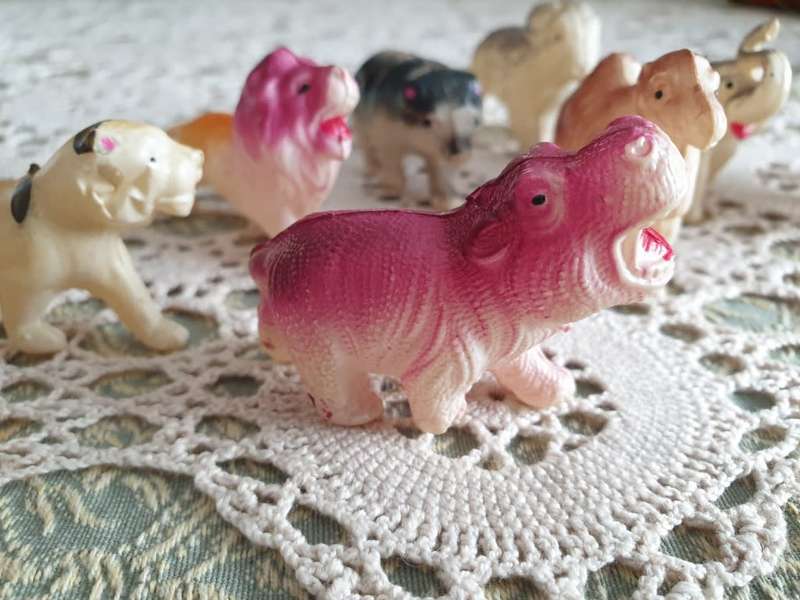 Vintage Celluloid Farm Animals 1950`s Lucky Packet Charms | Rare Find