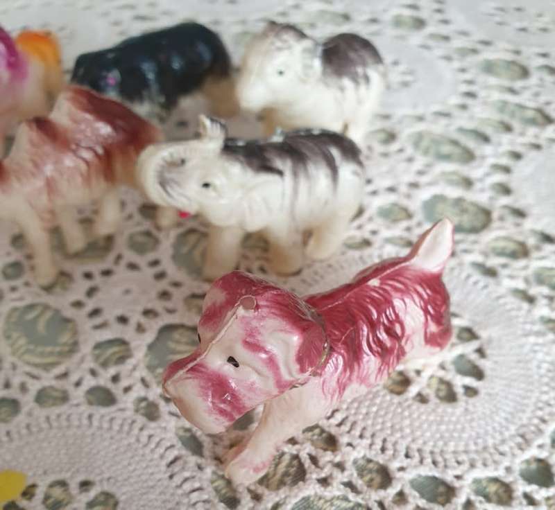 Vintage Celluloid Farm Animals 1950`s Lucky Packet Charms | Rare Find
