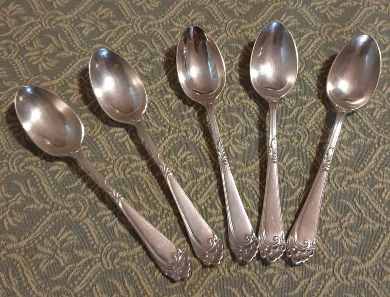 Silver Hallmark Coffee Spoons |  Set of 5 |