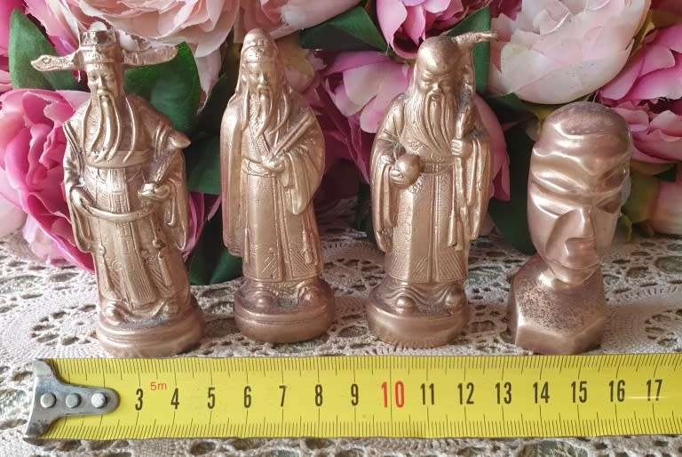 Solid Brass Fu Lu Shou in Antique Chinese Figurines ( Just under 1.5 KG Combined)