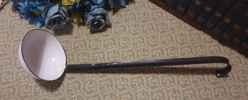 VINTAGE ENAMEL SOUP LADLE