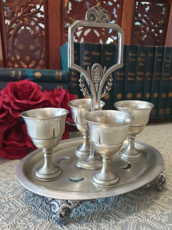 Plate EPNS Eggcups on holder