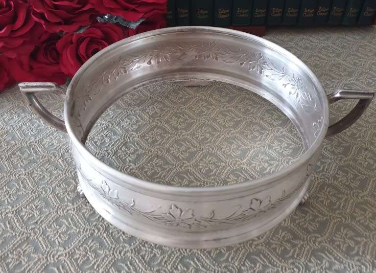 Vintage GLASBAKE with silver plated stand