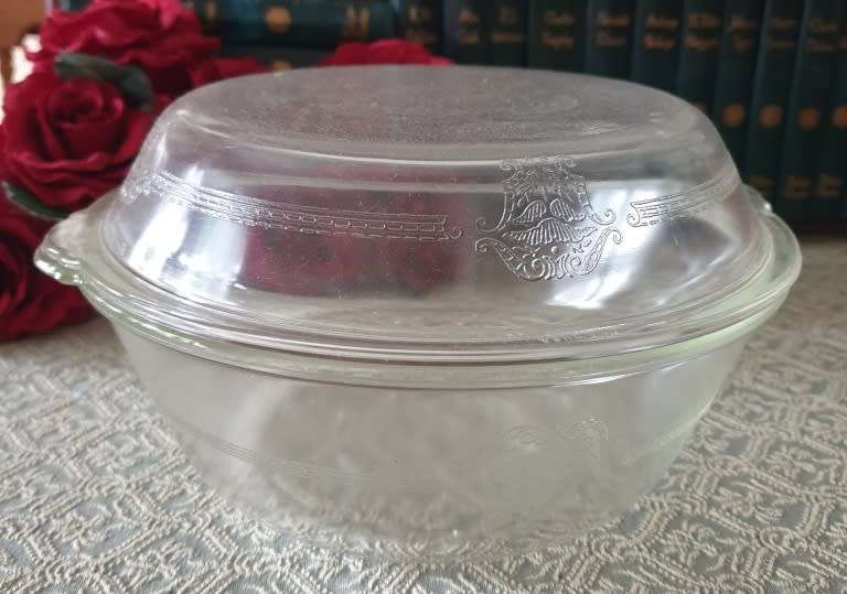 Vintage GLASBAKE with silver plated stand