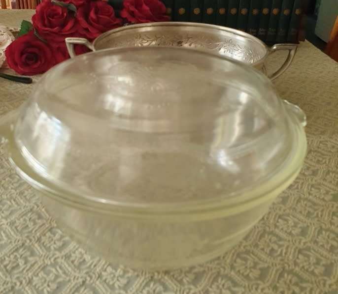 Vintage GLASBAKE  with silver plated stand