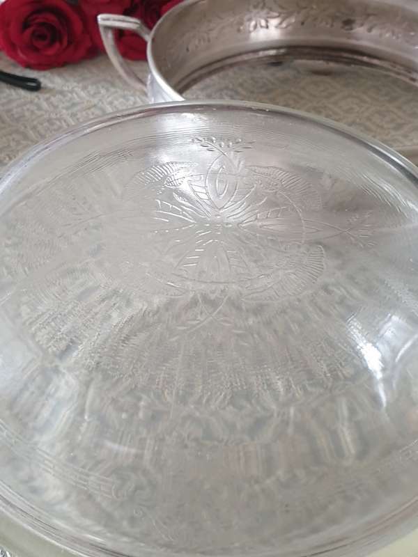 Vintage GLASBAKE  with silver plated stand
