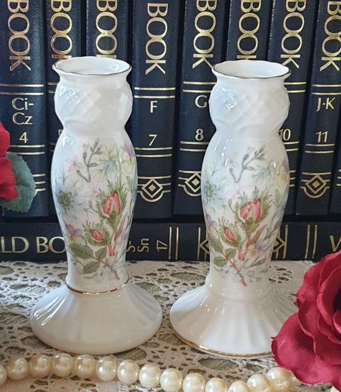 Aynsley Wild Tudor Candle Holders | SET | Fine Bone China |