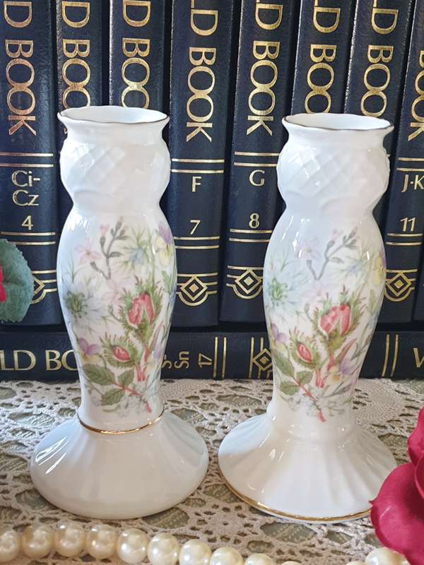 Aynsley Wild Tudor Candle Holders | SET | Fine Bone China |
