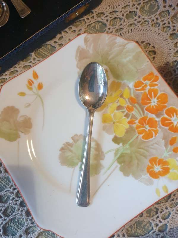 Vintage Coffee Spoons with Sugar  Cube Tongs
