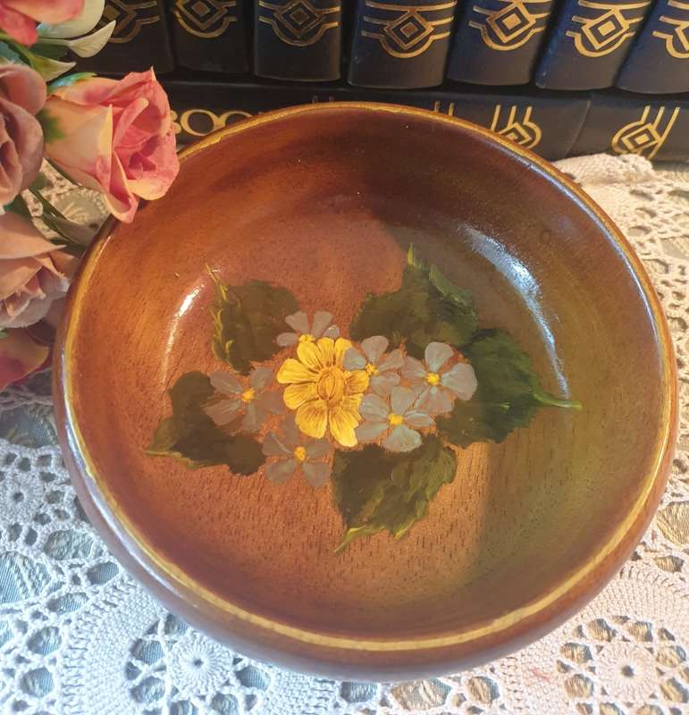 Small Painted Wooden Bowl