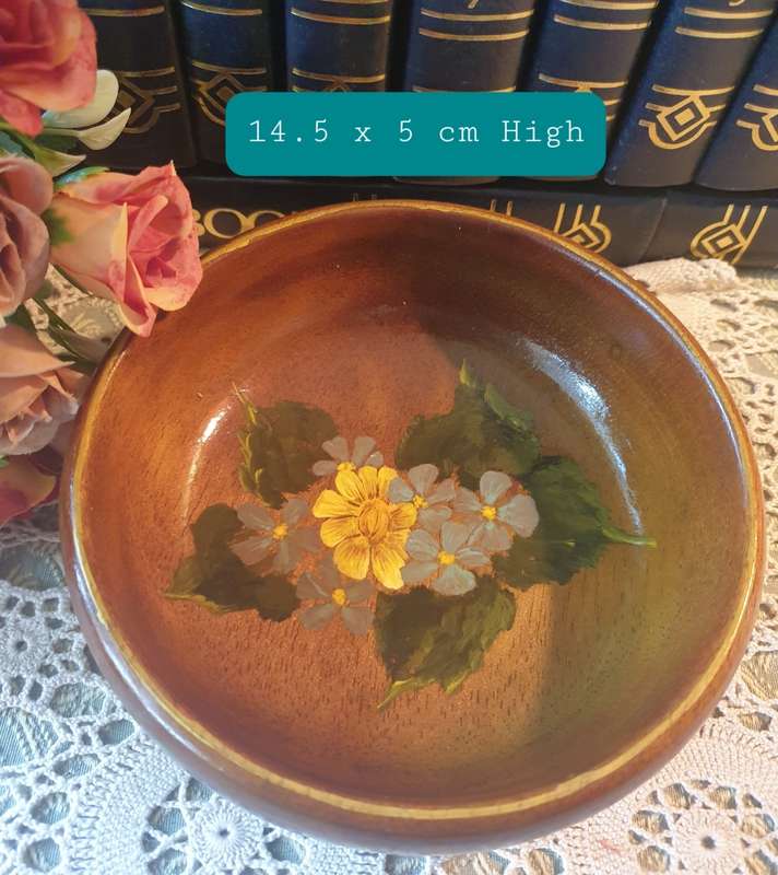 Small Painted Wooden Bowl
