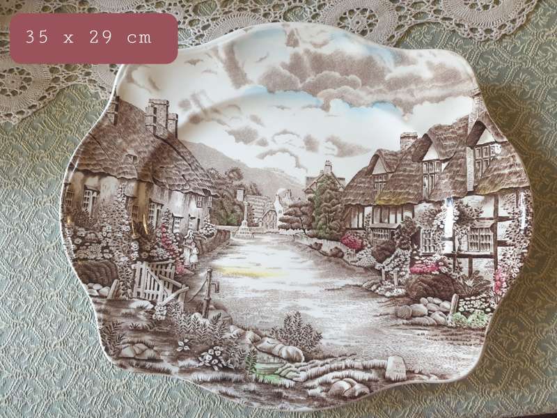 Olde English Country Side Johnson Bros | two meat platters & serving bowl | Manufactured 1970-1979