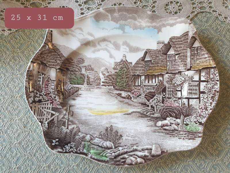 Olde English Country Side Johnson Bros | two meat platters & serving bowl | Manufactured 1970-1979