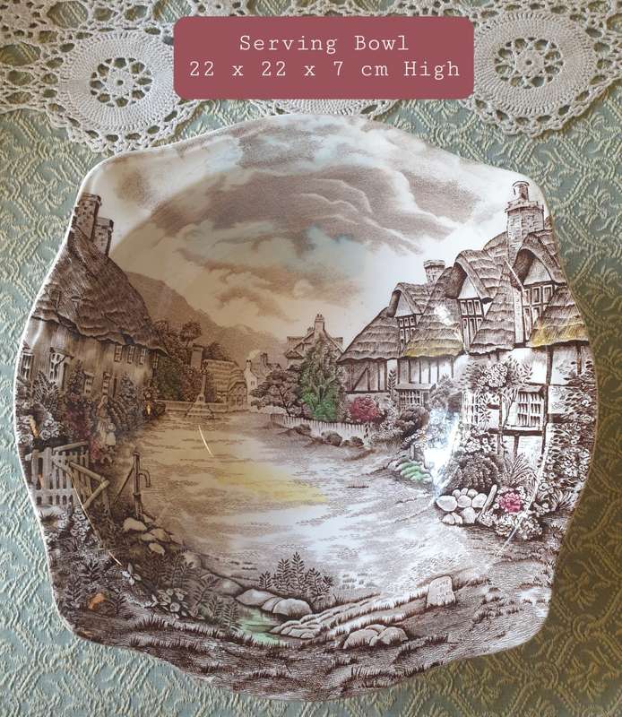 Olde English Country Side Johnson Bros | two meat platters & serving bowl | Manufactured 1970-1979