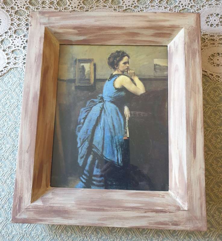 WOODEN PAINTED FRAME WITH PRINT