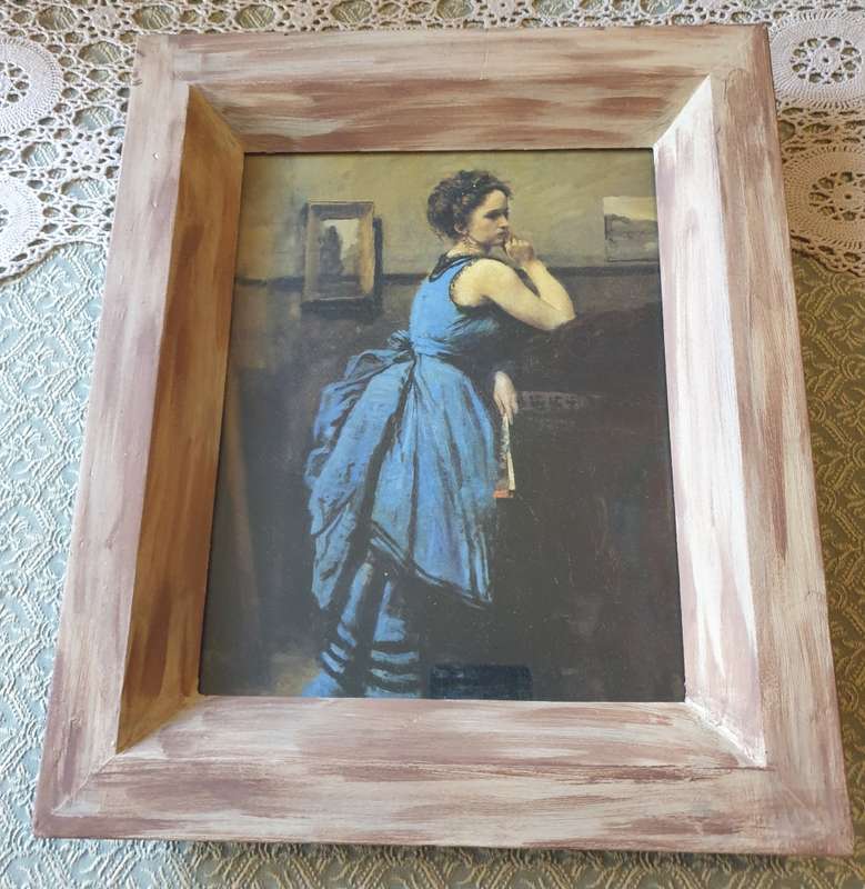 WOODEN PAINTED FRAME WITH PRINT