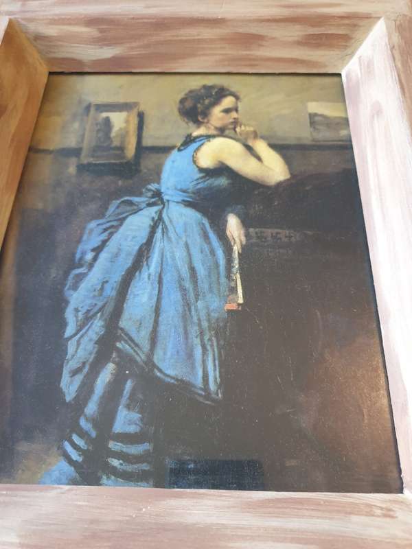WOODEN PAINTED FRAME WITH PRINT