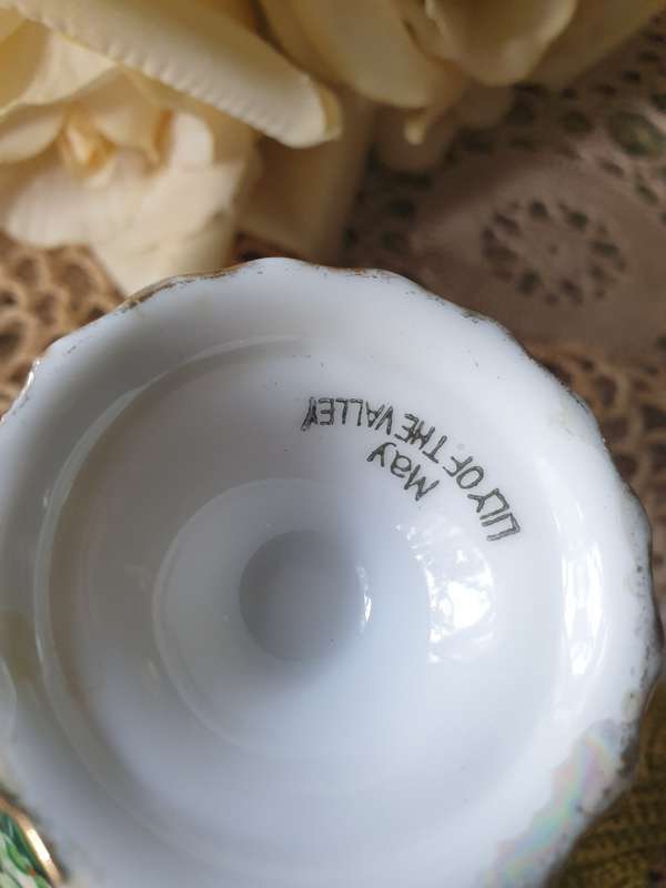 The Lily of The Valley May Flower  UCAGCO Japan Lusterware Footed Tea Cup & Saucer