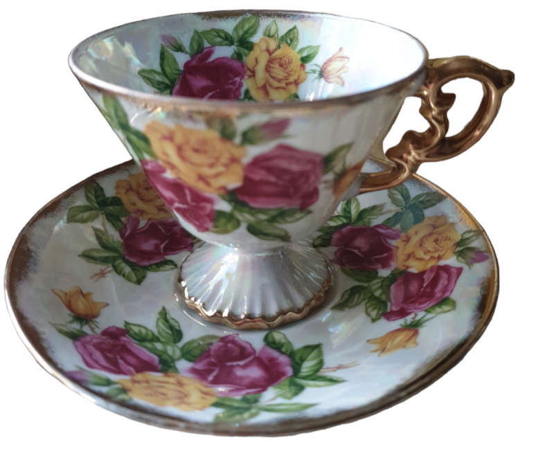 JUNE ROSE UCAGCO Japan Lusterware Footed Tea Cup & Saucer