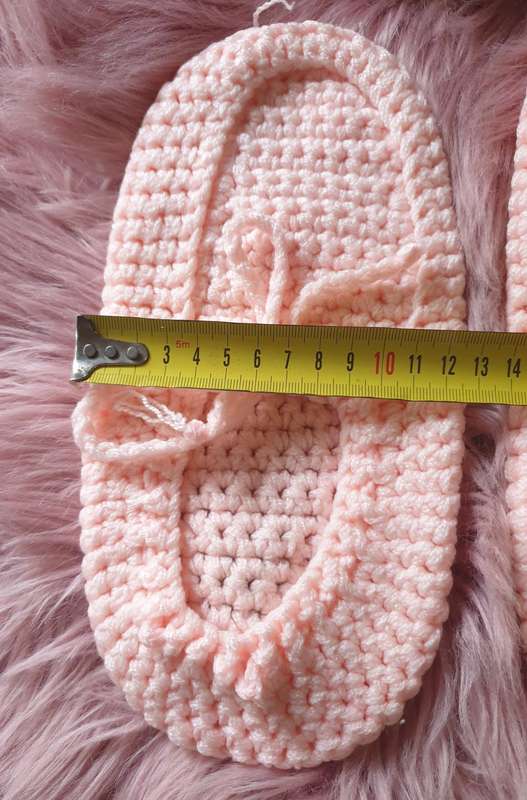 Handmade Crochet Slippers In Pink - SIZE 5-6 ADULT