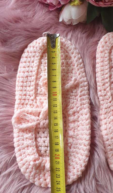 Handmade Crochet Slippers In Pink - SIZE 5-6 ADULT