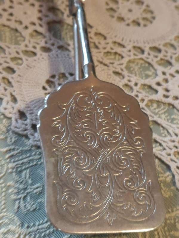 Vintage silver plated cake tongs