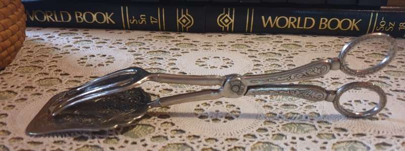 Vintage silver plated cake tongs