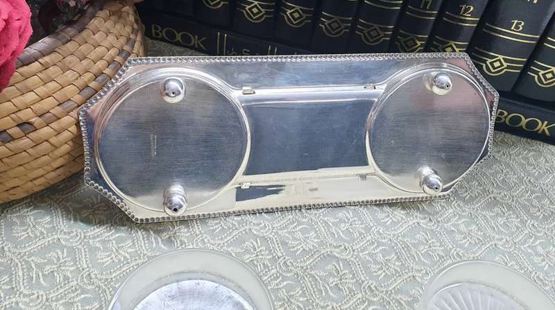 Vintage Metal Toast Rack Set & Glass Preserve / Butter Dishes