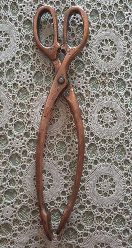 Vintage COPPER Coal Ember Tongs |  Fire Scissor  | Fireplace Accessory Tool