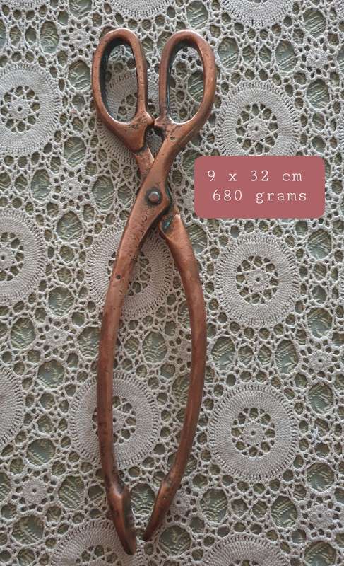 Vintage COPPER Coal Ember Tongs |  Fire Scissor  | Fireplace Accessory Tool