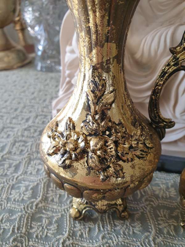 Set of Italian Floral Brass Pitchers