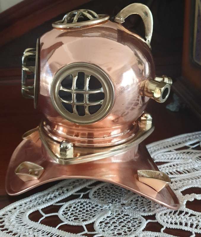 COPPER AND BRASS DIVING HELMET | DISPLAY | ORNAMENT | DECOR | Nautical Divers helmet |