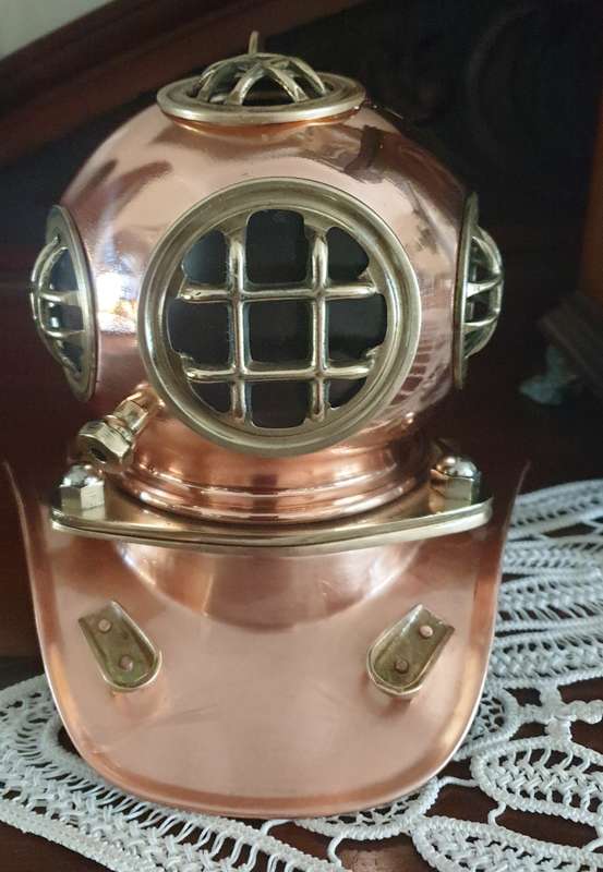 COPPER AND BRASS DIVING HELMET | DISPLAY | ORNAMENT | DECOR | Nautical Divers helmet |