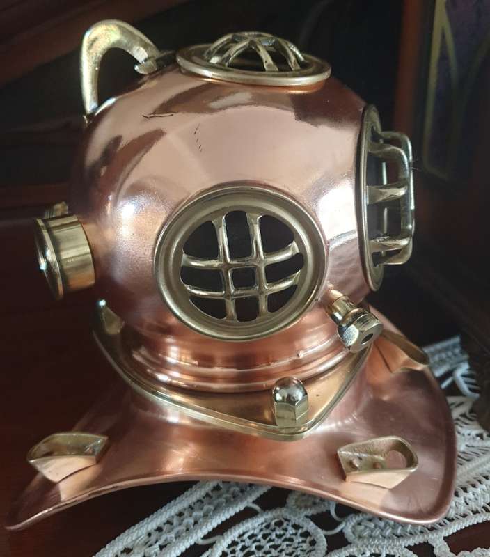 COPPER AND BRASS DIVING HELMET | DISPLAY | ORNAMENT | DECOR | Nautical Divers helmet |