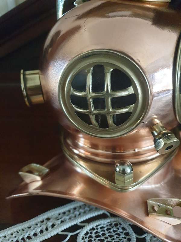 COPPER AND BRASS DIVING HELMET | DISPLAY | ORNAMENT | DECOR | Nautical Divers helmet |