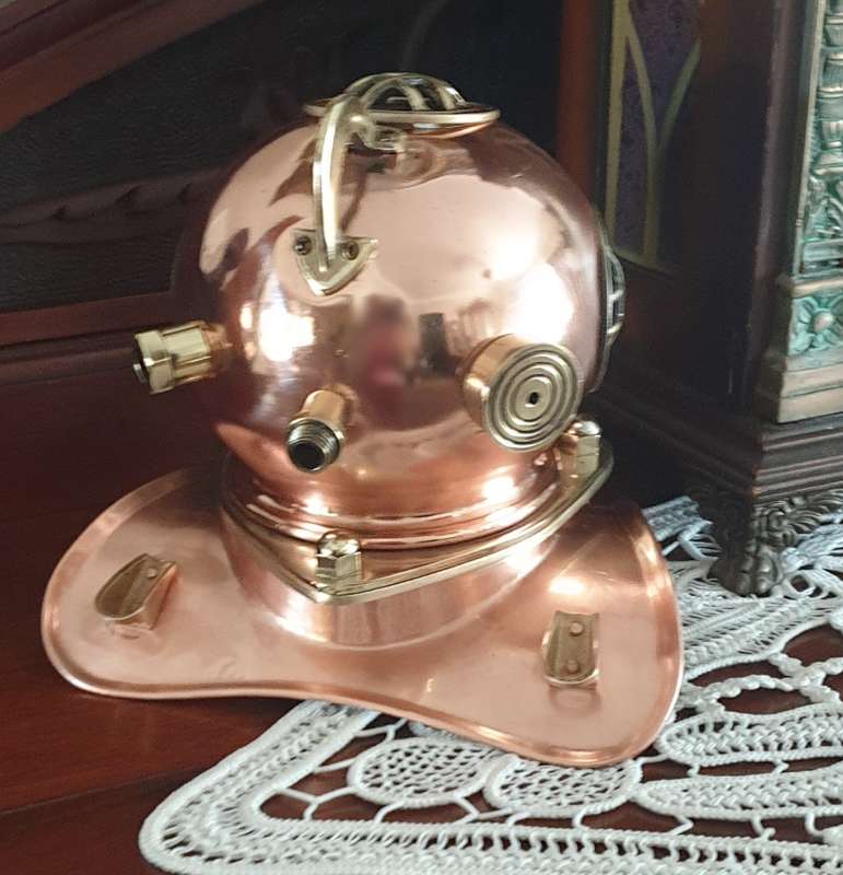 COPPER AND BRASS DIVING HELMET | DISPLAY | ORNAMENT | DECOR | Nautical Divers helmet |