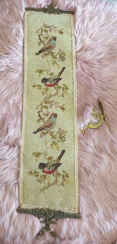 VINTAGE BELL PULL DECORATIVE NEEDLEPOINT