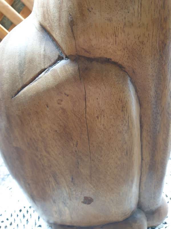 LARGE WOODEN CAT ORNAMENT