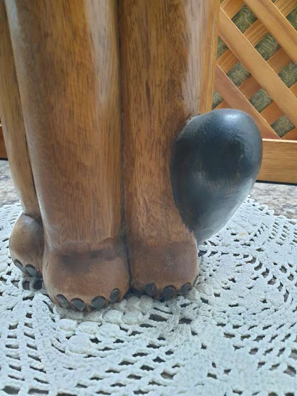 LARGE WOODEN CAT ORNAMENT