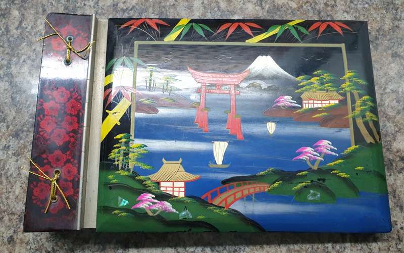Japan Lacquer Album MOP Inlay Hand Painted Wood Vtg1950's  | MUSICAL |